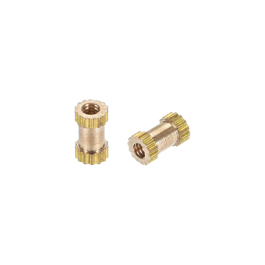 Knurled Insert Nuts, M2 x 6mm(L) x 3.5mm(OD) Female Thread Brass Embedment Assortment Kit, 50 Pcs