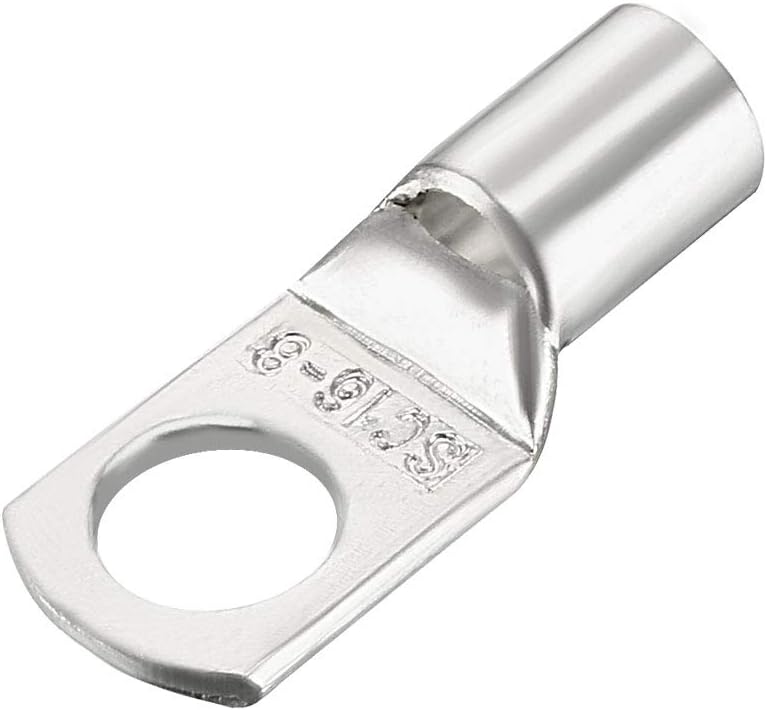 Copper Wire Lugs,5AWG SC16-8,Bolt Hole,Battery Cable Ends Eyelets Crimp Tubular Ring Terminals Connectors Silver Tone 100Pcs