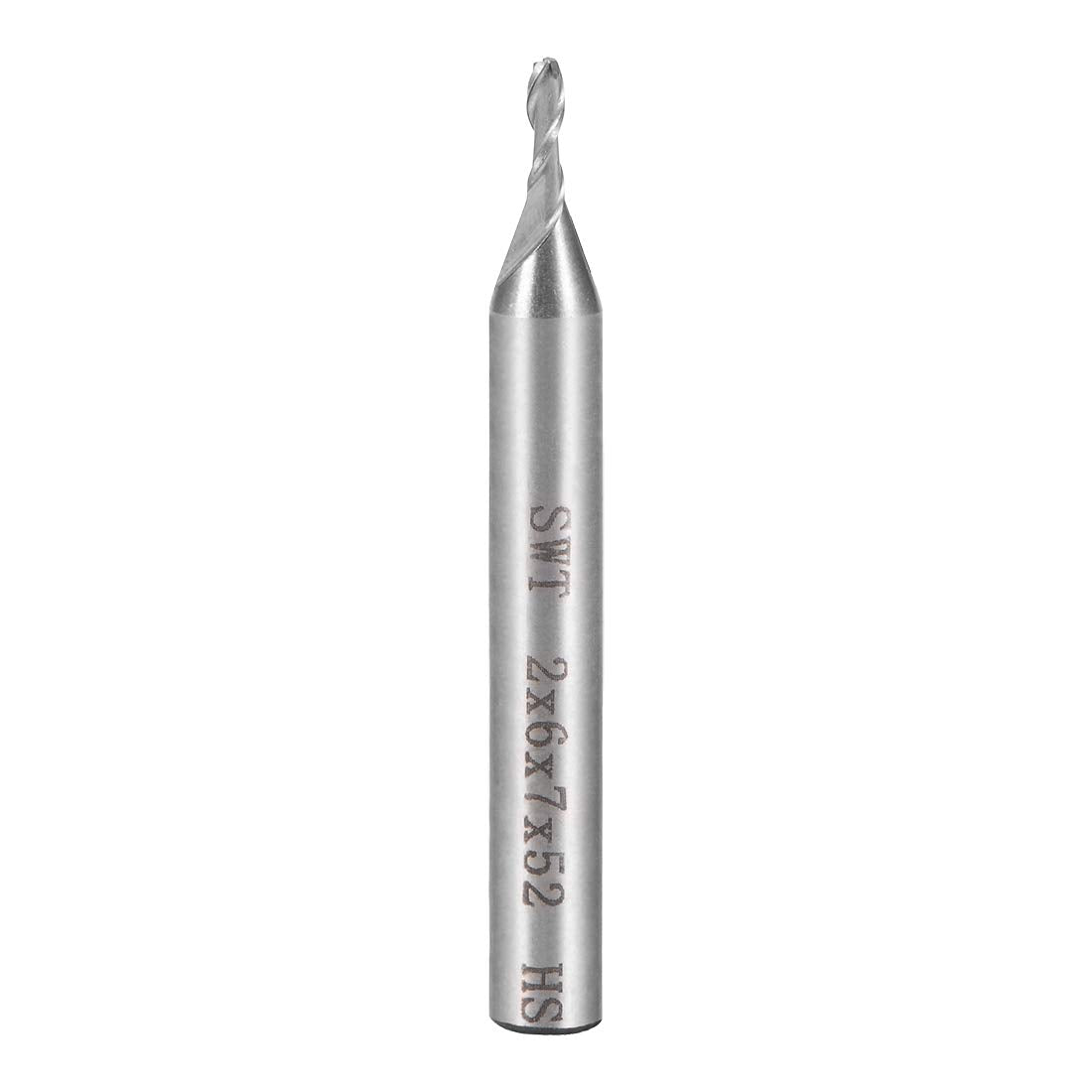 High Speed Steel HSS-AL 2 Flute Straight End Mill Cutter CNC Router Bits, 2 x 6 x 7mm