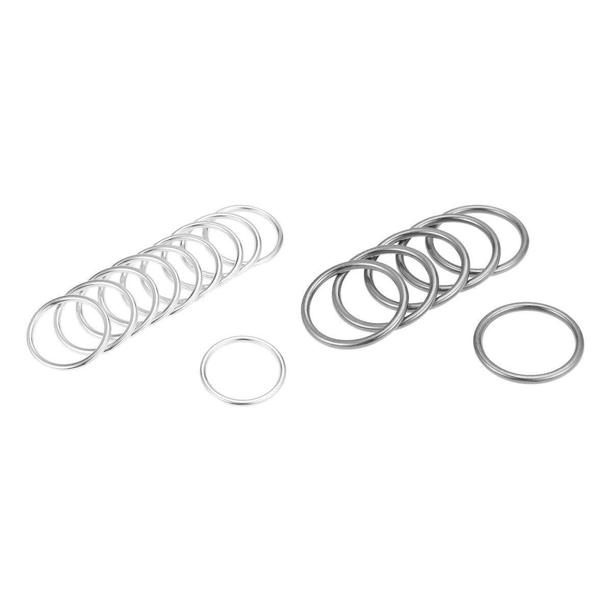 O Ring Buckle 30mm(1.2") ID 3mm Thick Zinc Alloy O-Rings, 6pcs Black, 10pcs Silver Tone