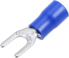 100Pcs SV2-4M Insulated Fork Spade U-Type Wire Connector Electrical Crimp Terminal 16-14AWG Blue