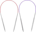 Size US 6/7 (4/4.5mm) Knitting Needles Circular Needle 16 Inch(40cm) Round Metal Stainless Steel Needle for Handmade Projects DIY Knitting Red/Purple