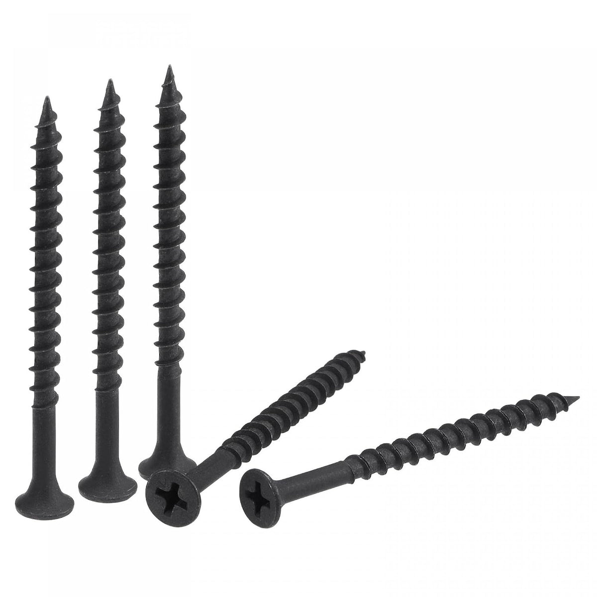 #8 x 2 23/64-Inch Wood Screws Phillips Flat Head Carbon Steel Self Tapping Screws Black 25pcs