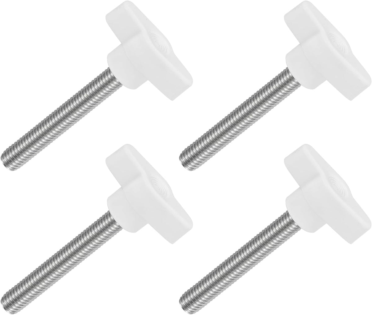 4Pcs Tee Wing Knobs Thumb Screws, M8 x 55mm Clamping Screw Knob Male Thread 304 Stainless Steel T Shaped Thumb Screws Handle 36mm Dia. for Hand Tightening Knob Replacement, White