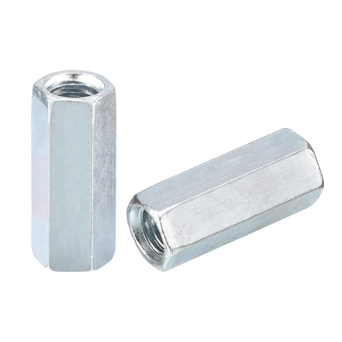 5pcs M10x14x35mm Coupling Nuts - Galvanized Carbon Steel Hex Threaded Rod Coupler for Furniture, Electronic, Industrial