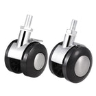 Furniture Casters Alloy Plastic 1.5 Inch Twin Wheel M8 x 15mm Threaded Stem Swivel Caster, 44lb Load Capacity, 4 Pcs (2 with Brake, 2 no Brake)