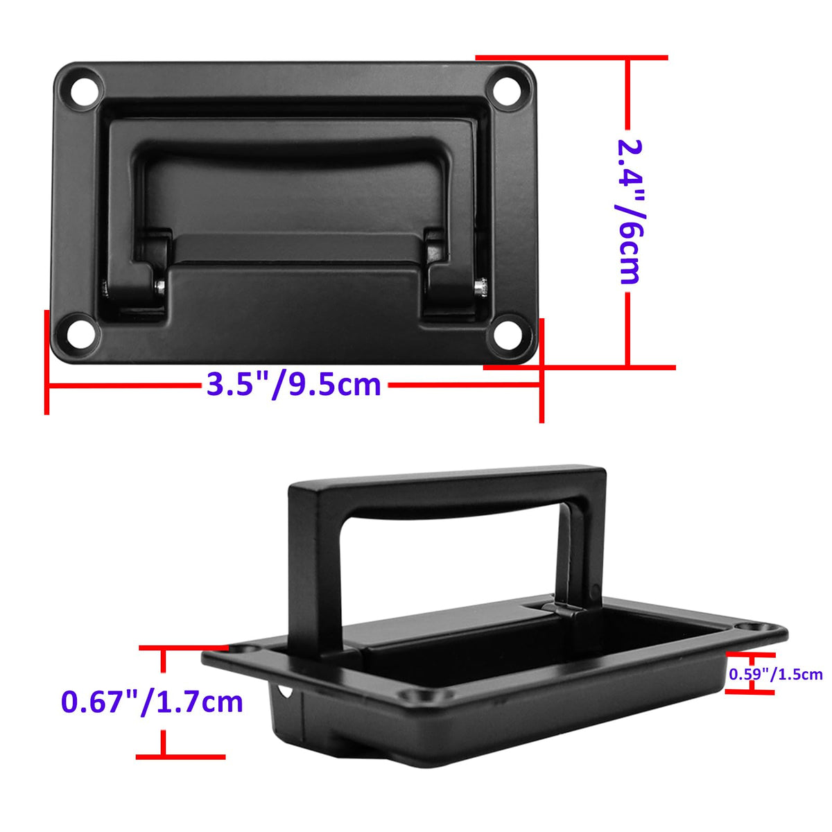 LinkMejor Recessed Pull Handles Hatches Pull Handle with Mount Screws Black Toolbox Recessed Flush Pull Handle for Deck Hatch