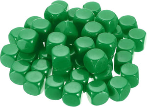 50 stk akryl tomme terninger seks sider, 1.6cm/0.63tomme avrundede hjørner tomme grønne terninger kube med glatt overflate for DIY håndverksbrettspill, grønn