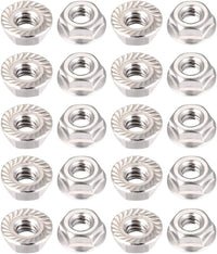 #10-24 Serrated Flange Hex Lock Nuts, 304 Stainless Steel, 20 Pcs