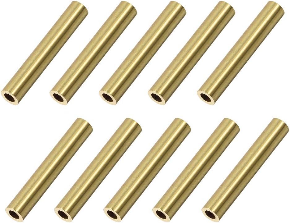 Brass Round Tube, 5mm OD 1mm Wall Thickness 30mm Length Seamless Pipe Tubing for DIY Crafts 10 Pcs