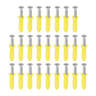 6x26mm Plastic Expansion Tube for Drywall with Screws, Yellow 25pcs