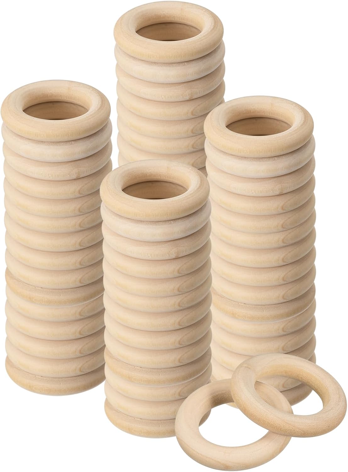 80Pcs Natural Wood Rings, 30mm/1inch Unfinished Smooth Macrame Circles Wooden Ring for Crafts DIY Projects Macrame Jewelry Pendant Making (6mm Thick)