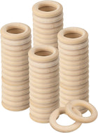80Pcs Natural Wood Rings, 30mm/1inch Unfinished Smooth Macrame Circles Wooden Ring for Crafts DIY Projects Macrame Jewelry Pendant Making (6mm Thick)