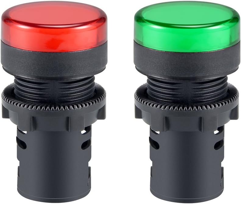 2Pcs 빨간绿色发展지시등 AC/DC 110V, 22mm 패널마운트, 전기제어판, HVAC, DIY 프로젝트용