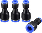 4pcs Push to Connect Fittings Tube Connect 25/64" to 15/64" OD Reducing Straight Union Push Fit Fittings Tube Fittings Push Lock Blue