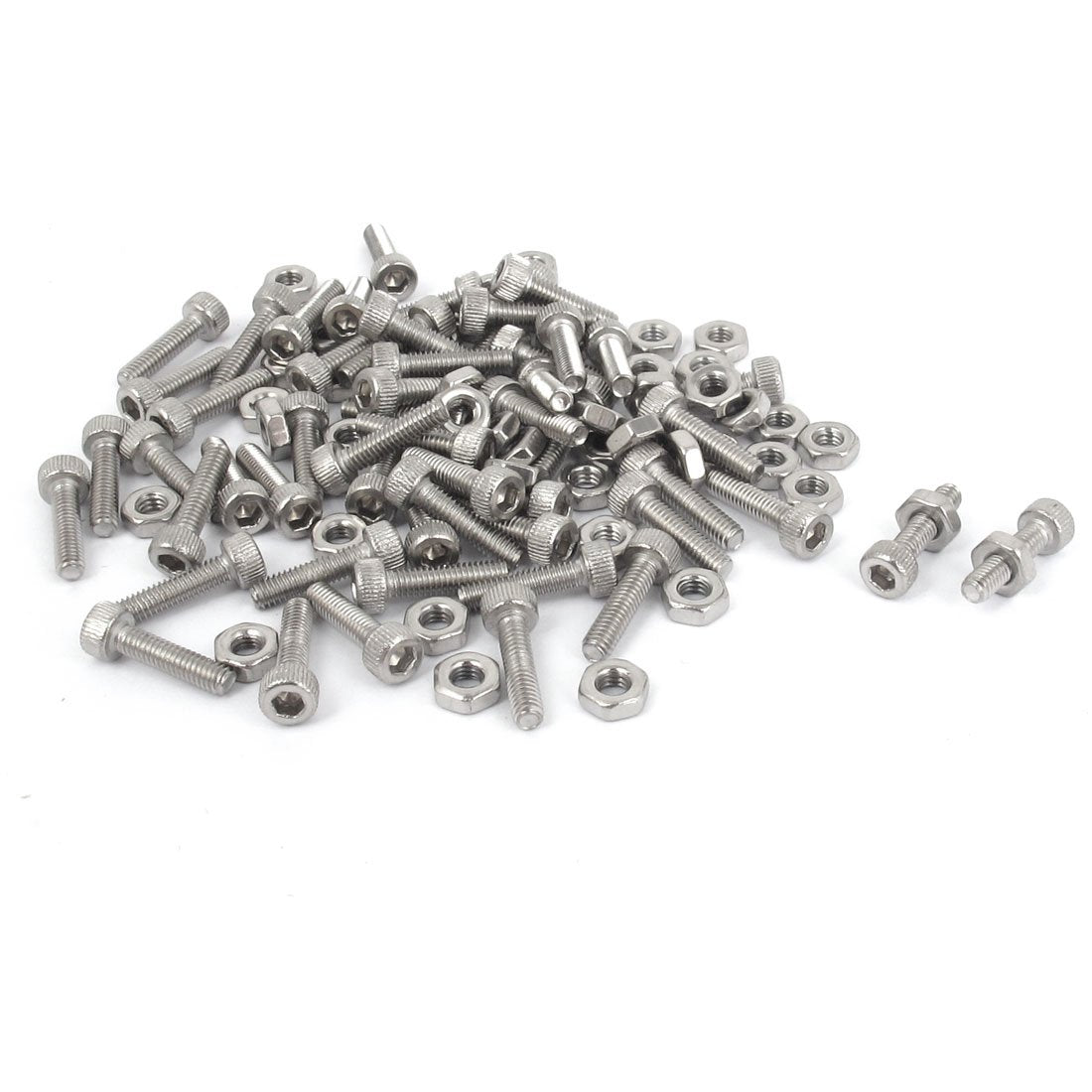 M2.5x10mm Hex Socket Head Knurled Cap Screws Bolts Nuts Set 50Pcs