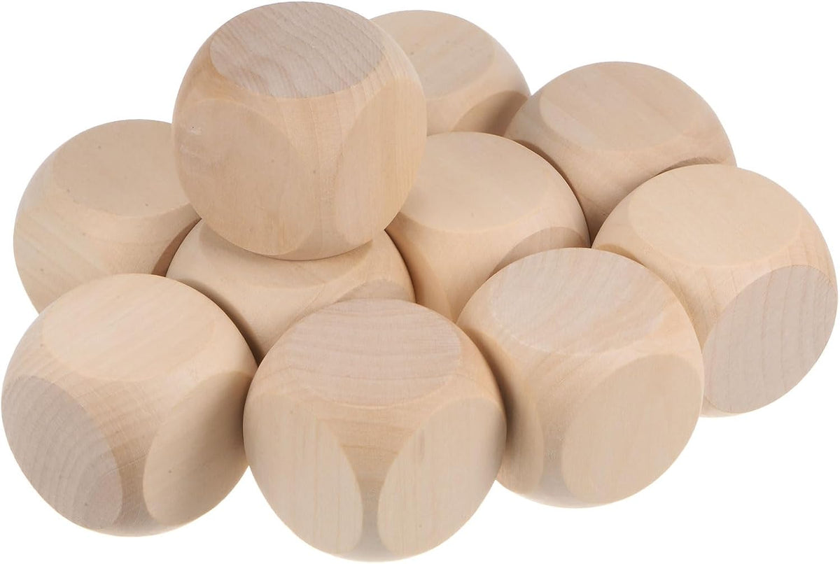Blank Wooden Dice, 10pcs 1 9/16 Inch Unfinished Wooden Cube Wood Square Block for DIY Craft Projects