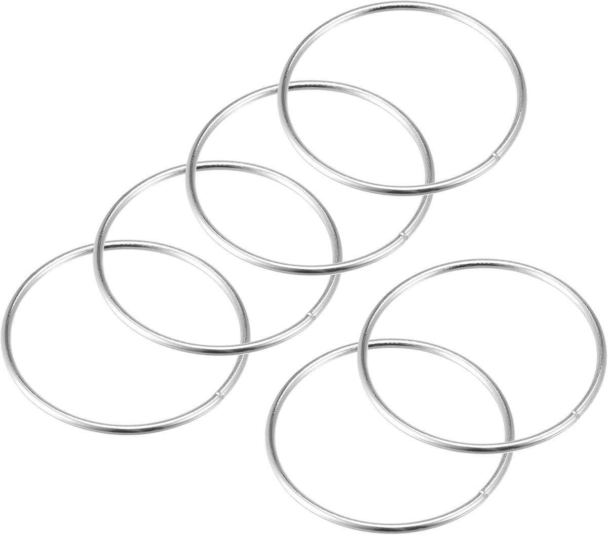 LinkMejor 65mm(2.56") OD Metal O Ring Non-Welded Craft Hoops for DIY Silver Tone 6pcs