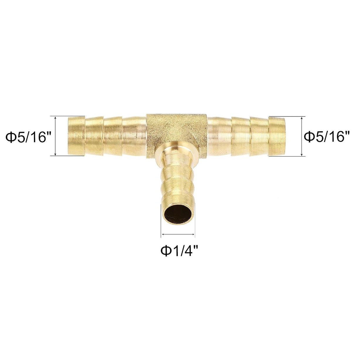 Connecteur en bronze de forme T pour la fixation des tuyaux de la série Barb, 3/8" x 3/8" x 5/16", 2 pièces