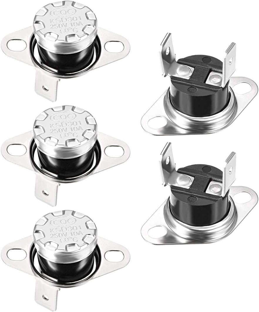 KSD301 Thermostat 60°C/140°F 10A Normally Open N.O Adjust Snap Disc Temperature Switch for Microwave Oven Coffee Maker 5pcs