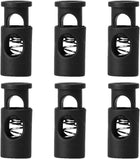 LinkMejor 6pcs Plastic Cord Locks Stoppers End Spring Stop Single Hole Toggle Fastener Stoppers Rope for Drawstrings, Shoelaces, Camping, Bags