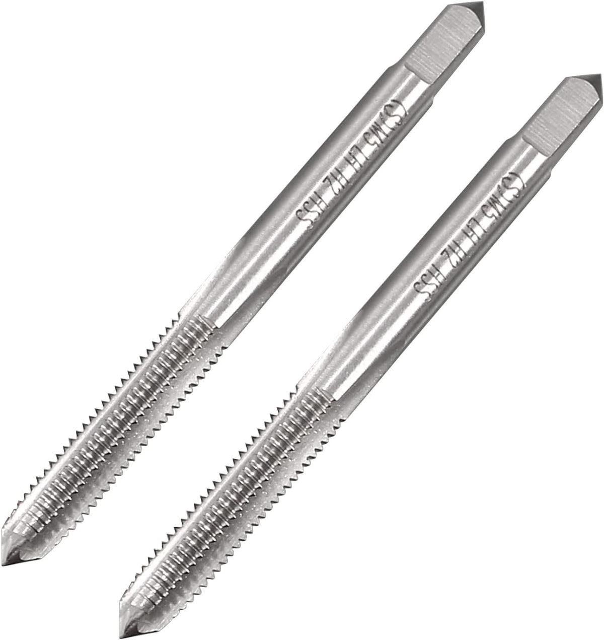 Metric Machine Tap Left M5 Thread 0.8 Pitch H2 Accuracy 3 Flutes High Speed Steel 2pcs