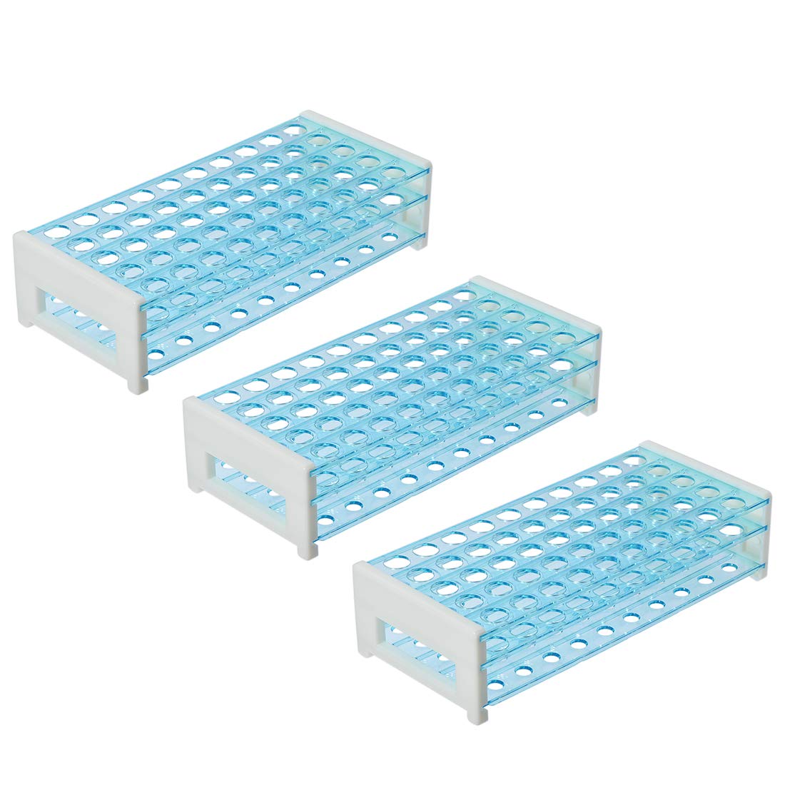 Detachable Polypropylene Test Tube Holder Rack 50 Hole for 13-16mm Tubes Light Blue 3Pcs