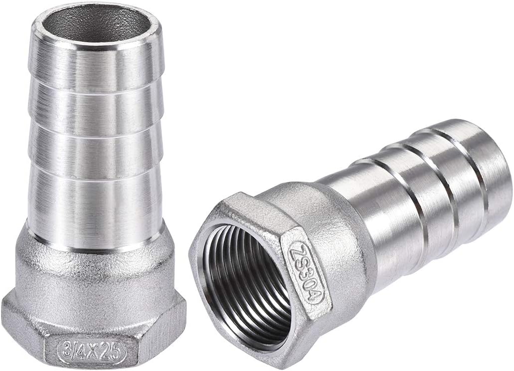 304 Stainless Steel Hose Barb Fitting Coupler, 25mm Barb x G3/4 Female Thread Pipe Adapter