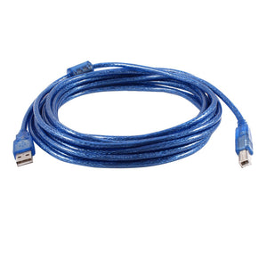 Klar Blå USB 2.0 Type A til Type B M/M Kabel 5M 16.4ft Lengde