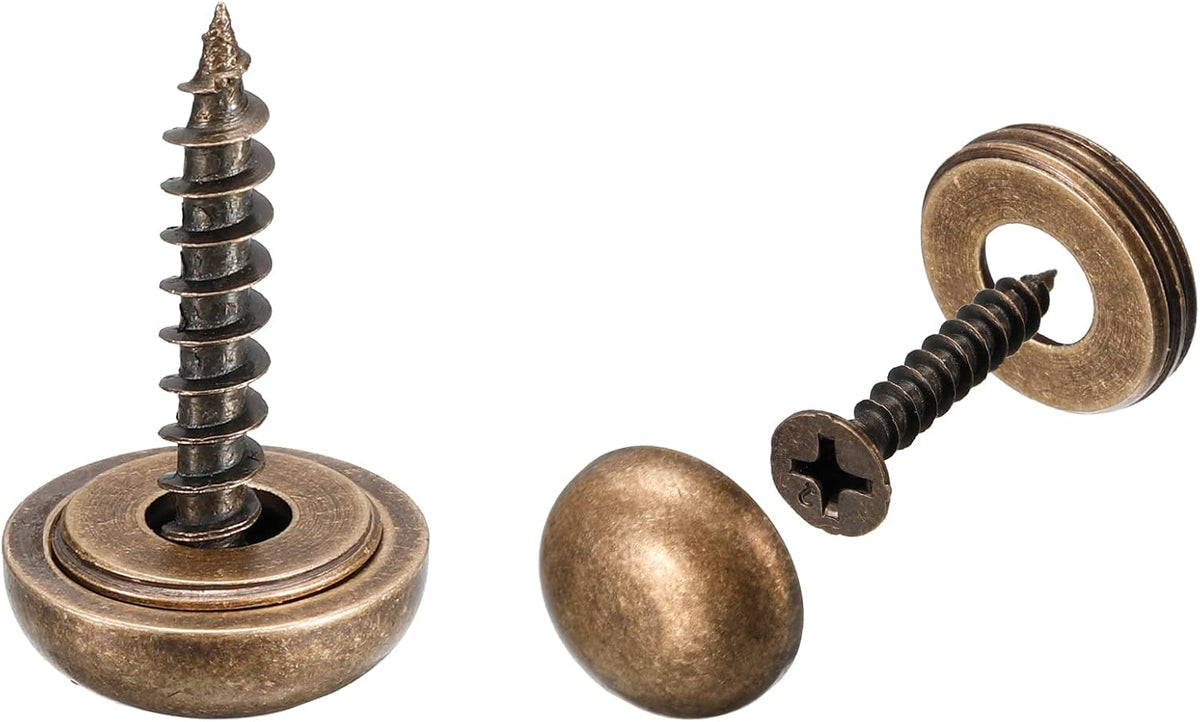 8Pcs Decorative Screws with Caps, 15mm Dia Brass Mirror Screws Mirror Fixing Screws Fasteners for Mirrors Tables Furniture, Bronze
