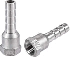 304 Stainless Steel Hose Barb Fitting Coupler, 10mm Barb x G1/4 Female Thread Pipe Adapter, 2Pcs