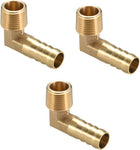Brass Barb Hose Fitting, 90 Degree Elbow 12mm Barbed to 3/8 PT Male Pipe Adapter Connector 3pcs