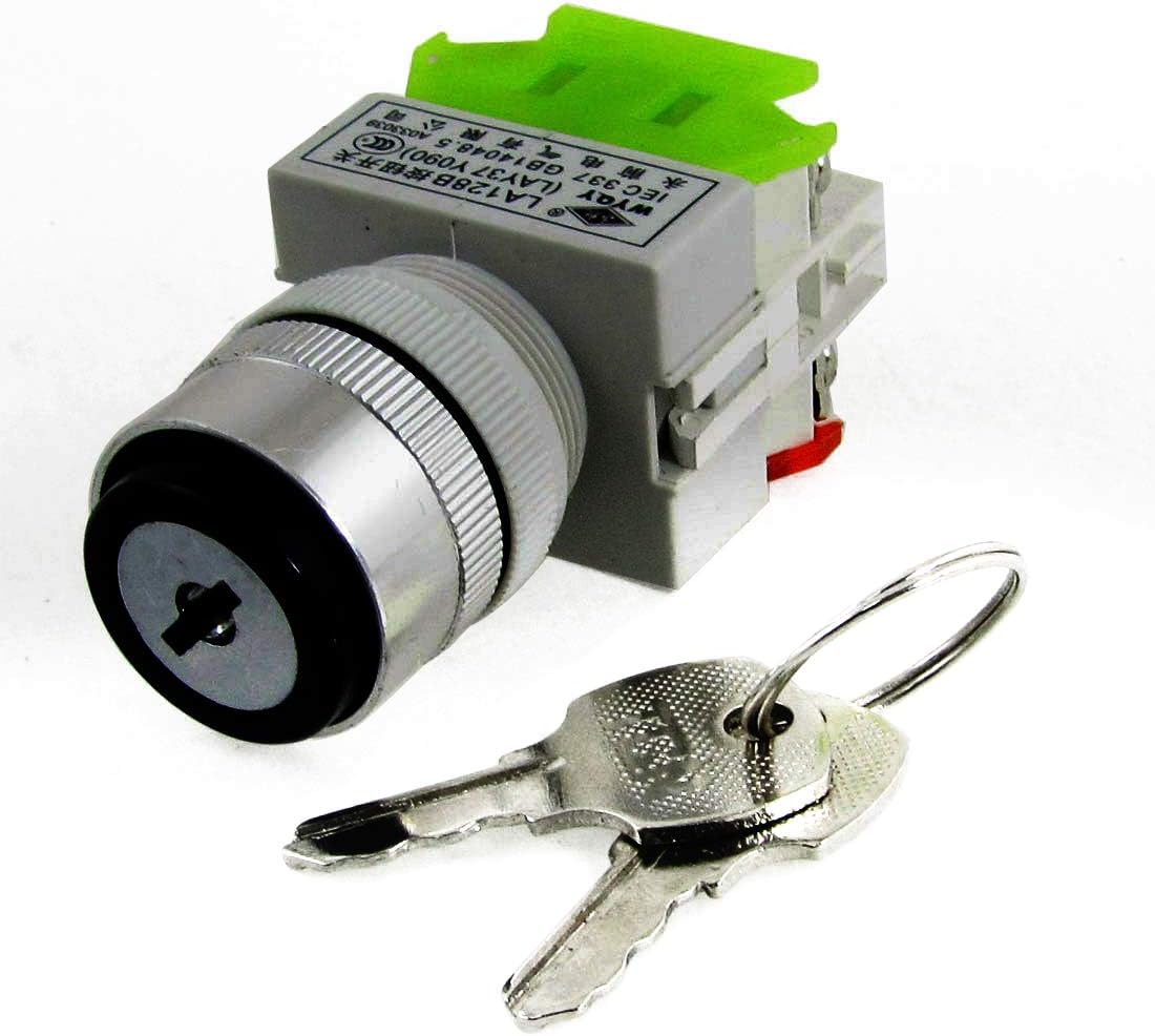 AC 660V 10A Two 2 Position Key Lock Rotary Selector Select Switch 22mm 1 NO/NC
