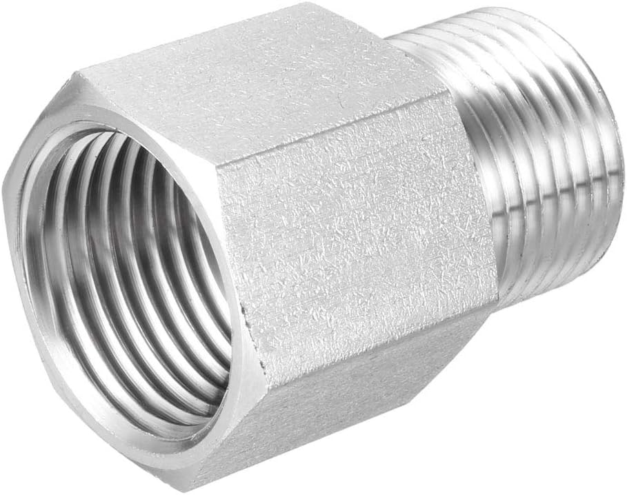 Pipe Fitting Reducer Adapter M20X1.5 Male to 1/2 G Female, Stainless Steel for Water Oil Air Pressure Gauge
