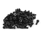 100 Pcs 12.9 Steel Alloy Countersunk Hex Socket Knurled Pan Head Bolt Screw M2x6mm Black