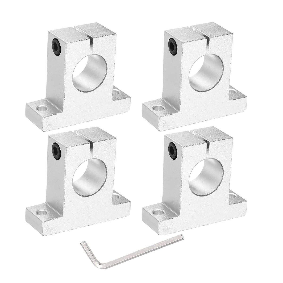 4pcs SK25 Aluminum Linear Rod Rail Shaft Support for 25mm Diameter Shaft, Linear Motion Rail Guides Mounting Bracket with Wrench for CNC Machine, 3D Printer, Automation Equipment