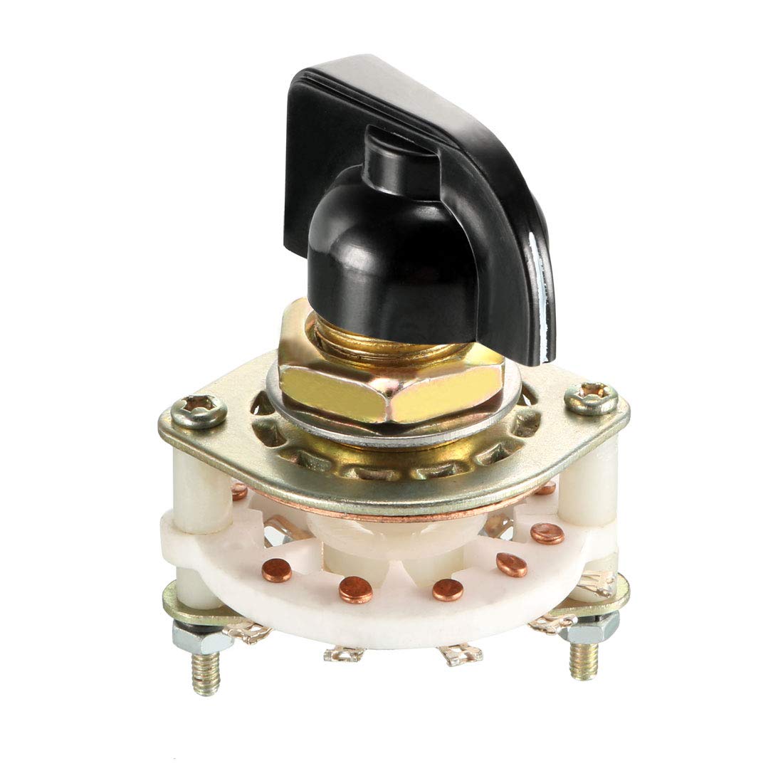 2P4T 2 Pole 4 Throw 1 Deck Band Channel Rotary Switch Selector with Black Plastic Knob