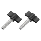 2 Pcs 1/4" - 27 Thumb Screw, 304 Stainless Steel Threaded Knurled Thumbscrew Adjustable Tee Wing Screw Grip Knobs Clamping Screws for Kinds of Stand and Machine, Black