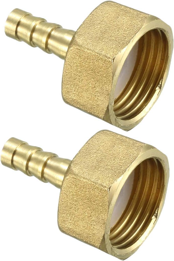 Brass Barb Hose Fitting Connector Adapter 6.5mm Barbed X G1/2 Female Pipe 2pcs