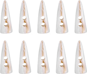 10Pcs Resin Toggle Buttons, 50mm/2" Double Holes Tooth Shape Sewing Wood Buttons for DIY Sweater Clothing Accessories, Beige