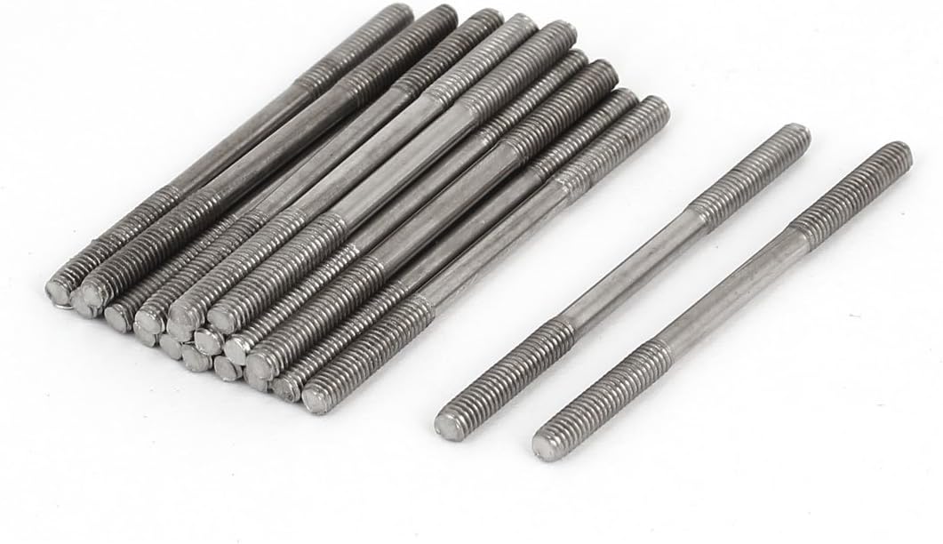 M3x45mm 304 Stainless Steel Double End Threaded Stud Screw Bolt 20pcs