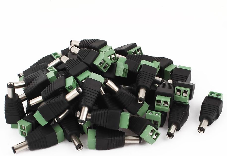 DC Power Male Screw Terminal Adapter Connector 5.5x2.1mm 50 Pcs for CCTV Camera