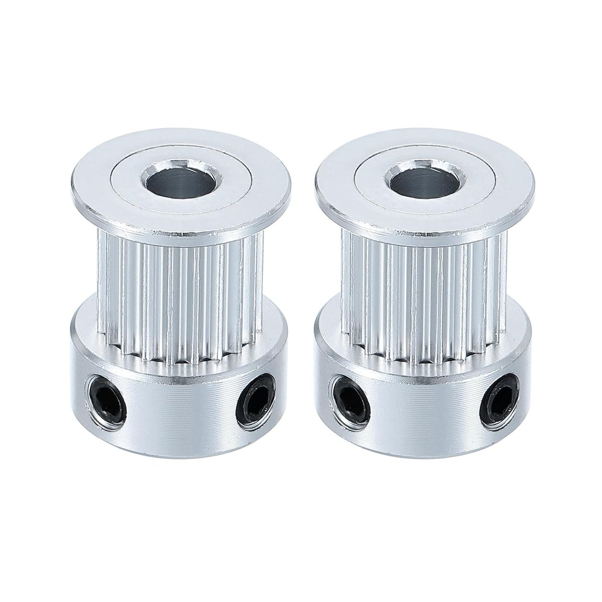 2 Pcs Aluminum 20 Teeth 5mm Bore 10mm Width Timing Belt Pulley Wheel Idler Pulley Synchronous Wheels Gear Part for 3D Printer, Silver