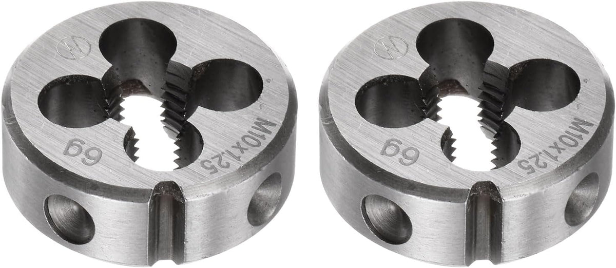 2pcs Round Threading Dies, Metric M10 x 1.25 Thread (Right Hand), Alloy Tool Steel Screw Cutting Die Repair Tool