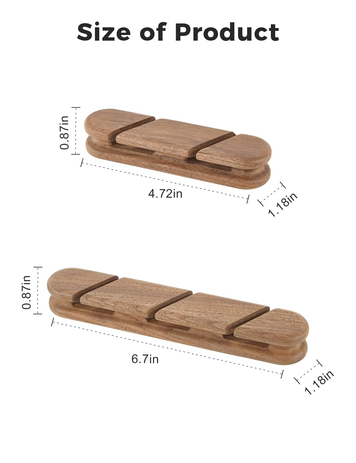 LinkMejor 2-Slot Solid Eiken Cord Holder Kabel Organisator met Lijmstrip