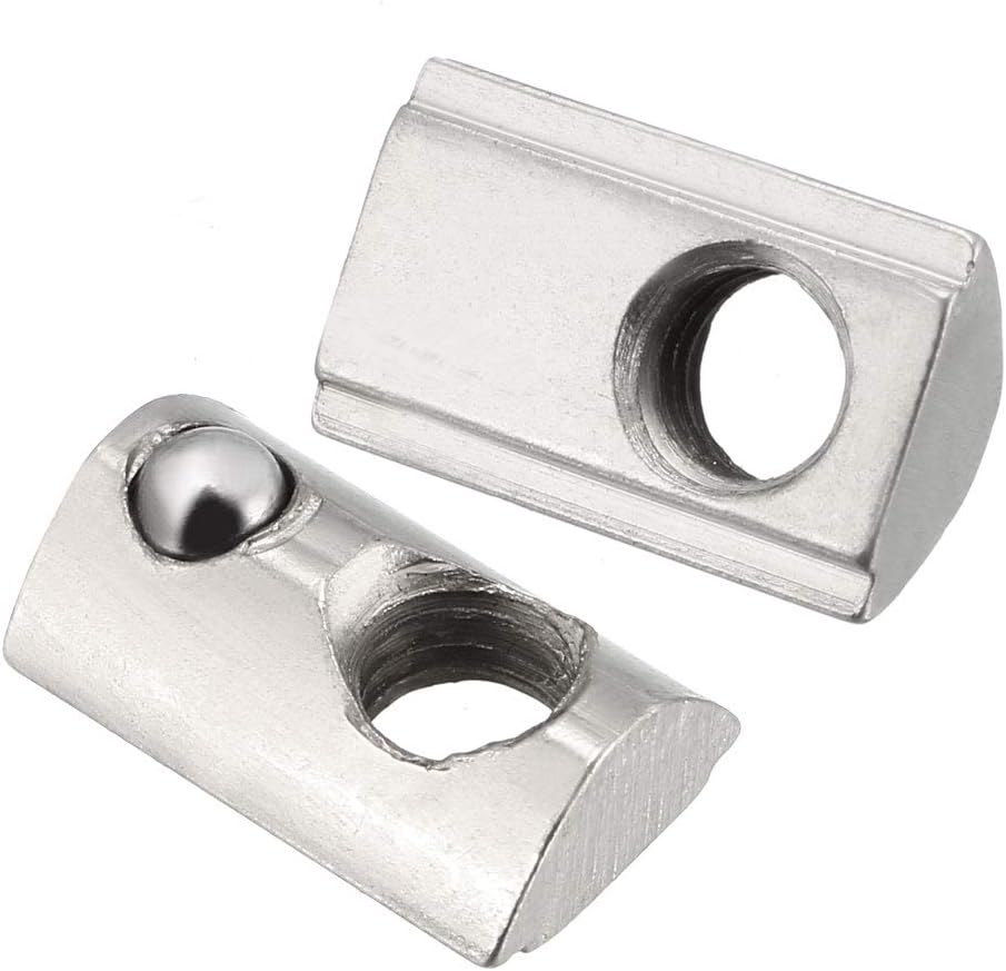 Roll-in Spring M5 T Nut, Roll Ball Elastic Nuts for 2020 Series Aluminum Extrusion Profile Suitable for Aluminum Profile with 6mm Groove Depth Pack of 20
