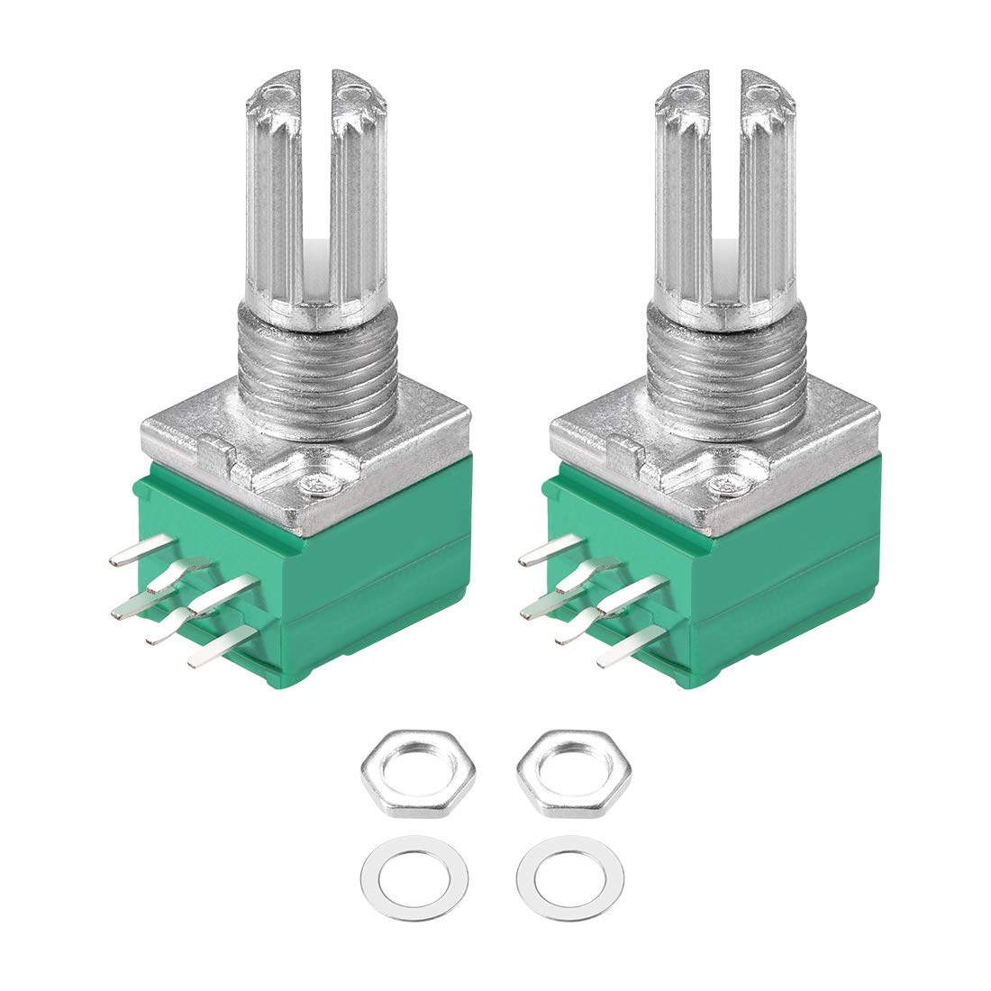 Potentiometer B10K Ohm Variable Resistors Double Turn Rotary Carbon Film Taper RV097NS 2pcs