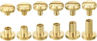 12Pcs Brass Chicago Screw, 4/5/6/7/8/10mm Concave Leather Rivets Belt Screw Binding Stud Nail Rivets Fasteners for Leathercraft Belt Jean DIY