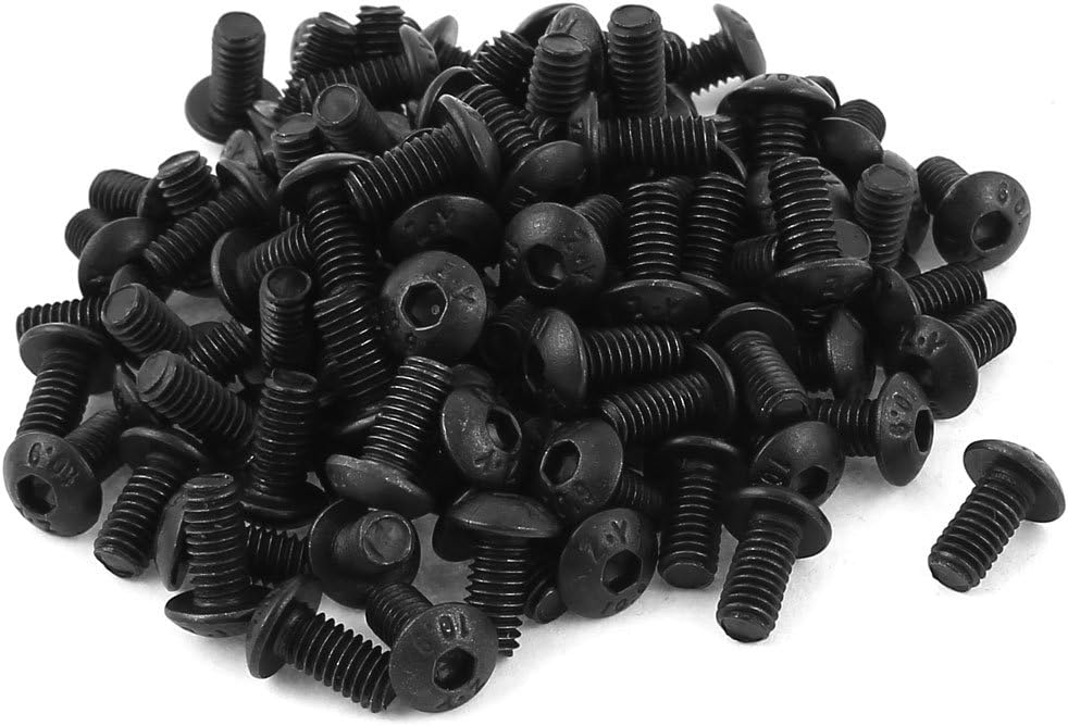 100Pcs Black M4 X 8mm Alloy Steel Hex Socket Button Head Machine Screws Bolts
