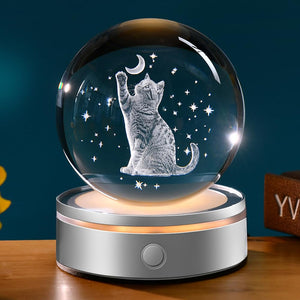 LinkMejor Cat Gifts for Women 3D Cat Crystal Ball